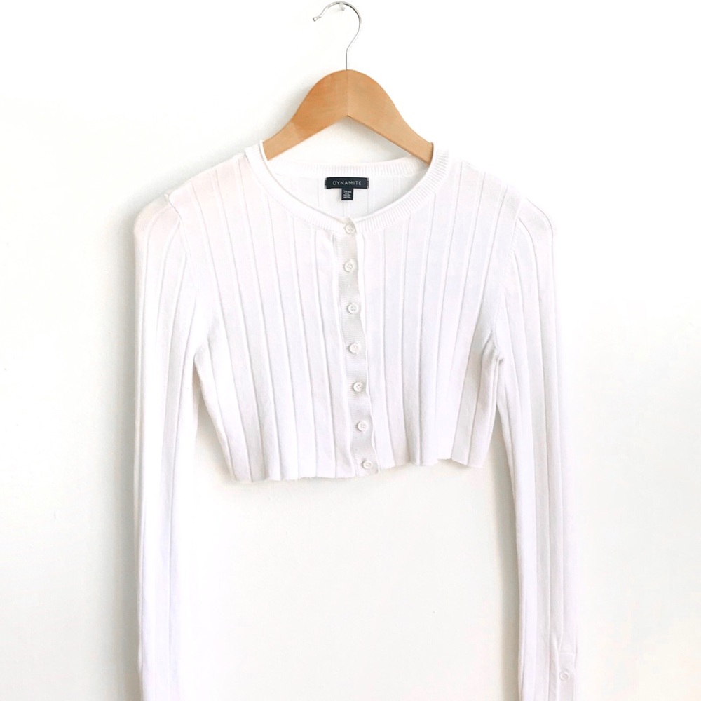 DYNAMITE White crop cardigan - Picture 2 of 8